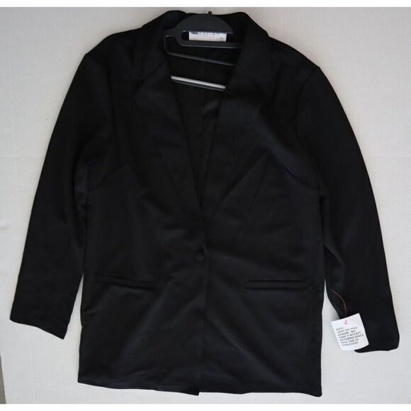 ASOS Design F103464 Women's Sz 6 Black One-Button Jersey Slouchy Suit Blazer - Picture 7 of 8